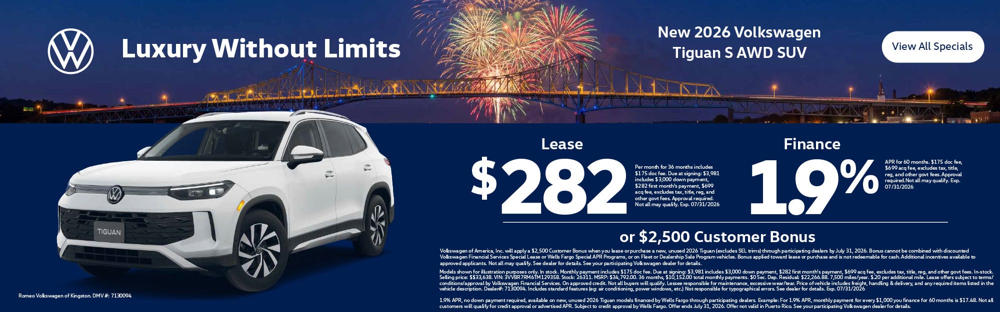 2026 Volkswagen Tiguan Lease
